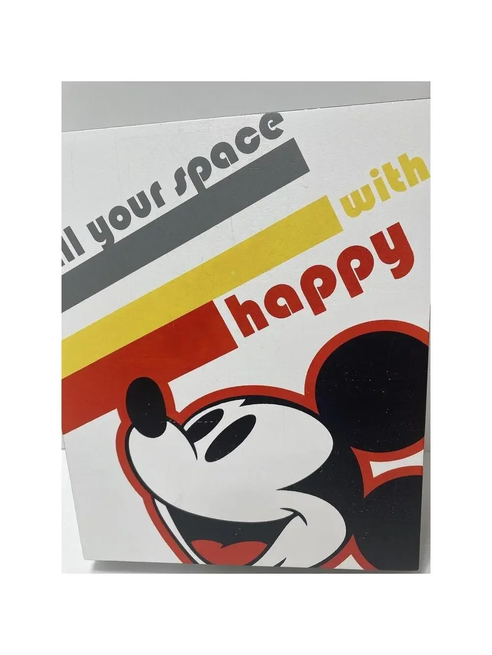 Hallmark Disney Mickey Mouse Wooden Quote Sign, “Fill Your Space With Happy,”New